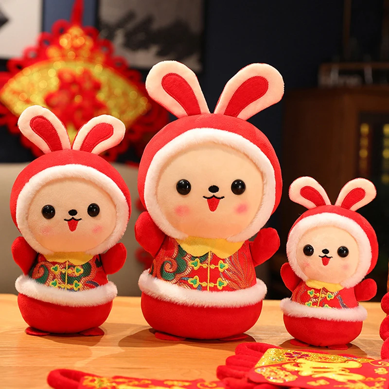 

2023 новогодний костюм Тан, кролик в китайском стиле, плюшевая игрушка, Мягкий Кролик на удачу, мягкая кукла для новогоднего подарка, новогодн...