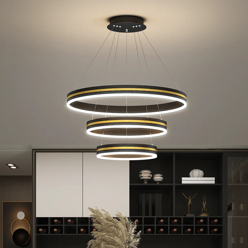 

Pendant Lamp Led Art Chandelier Light Room Decor Round Living Modern Kitchen Loft Duplex Floor Hall Circle Decoration Ladder