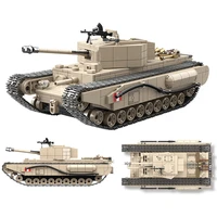military ww2 uk churchill infantry tank block diy war army vehicle building brick toy for boy children