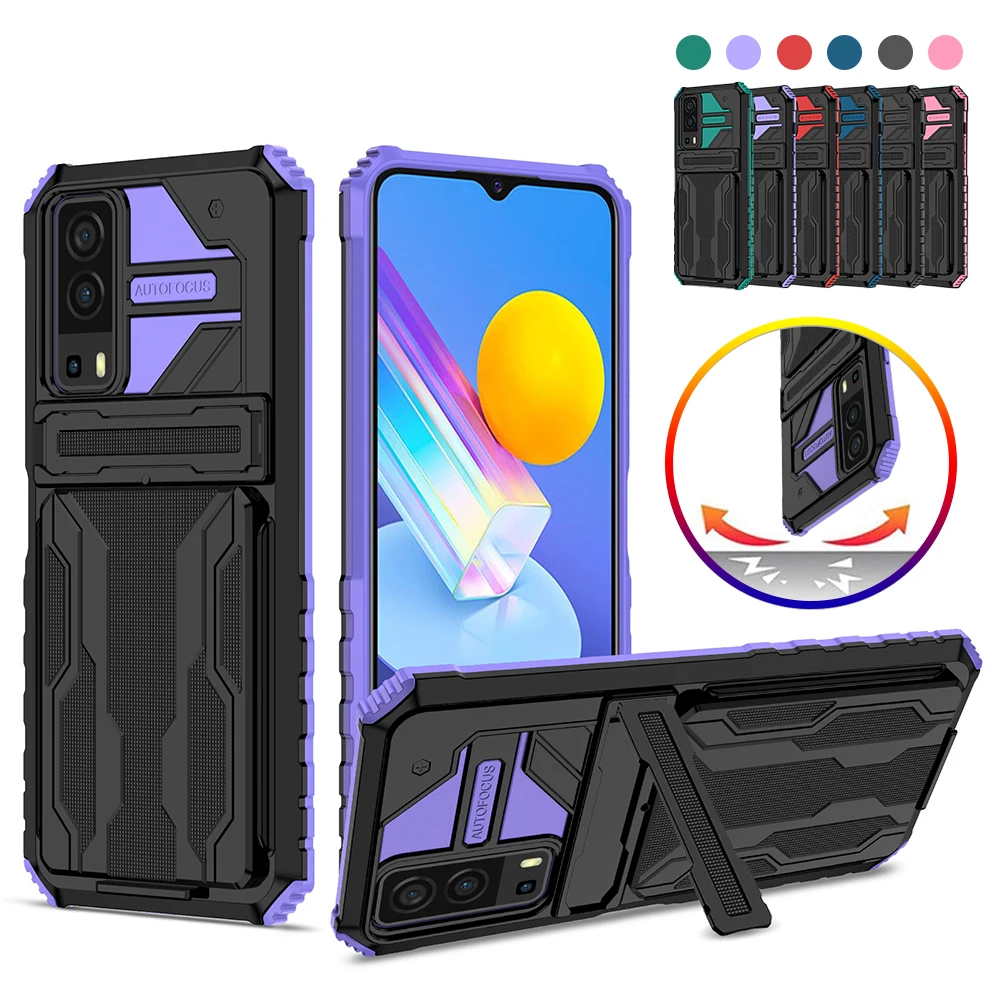 

New Original Smart Phone Case For Vivo Y72 Y11 Y12 Y12A Y15 Y5 Y17 Y20 Y53S 5G Luxury Design Shell Card Pocket With Holder Cover