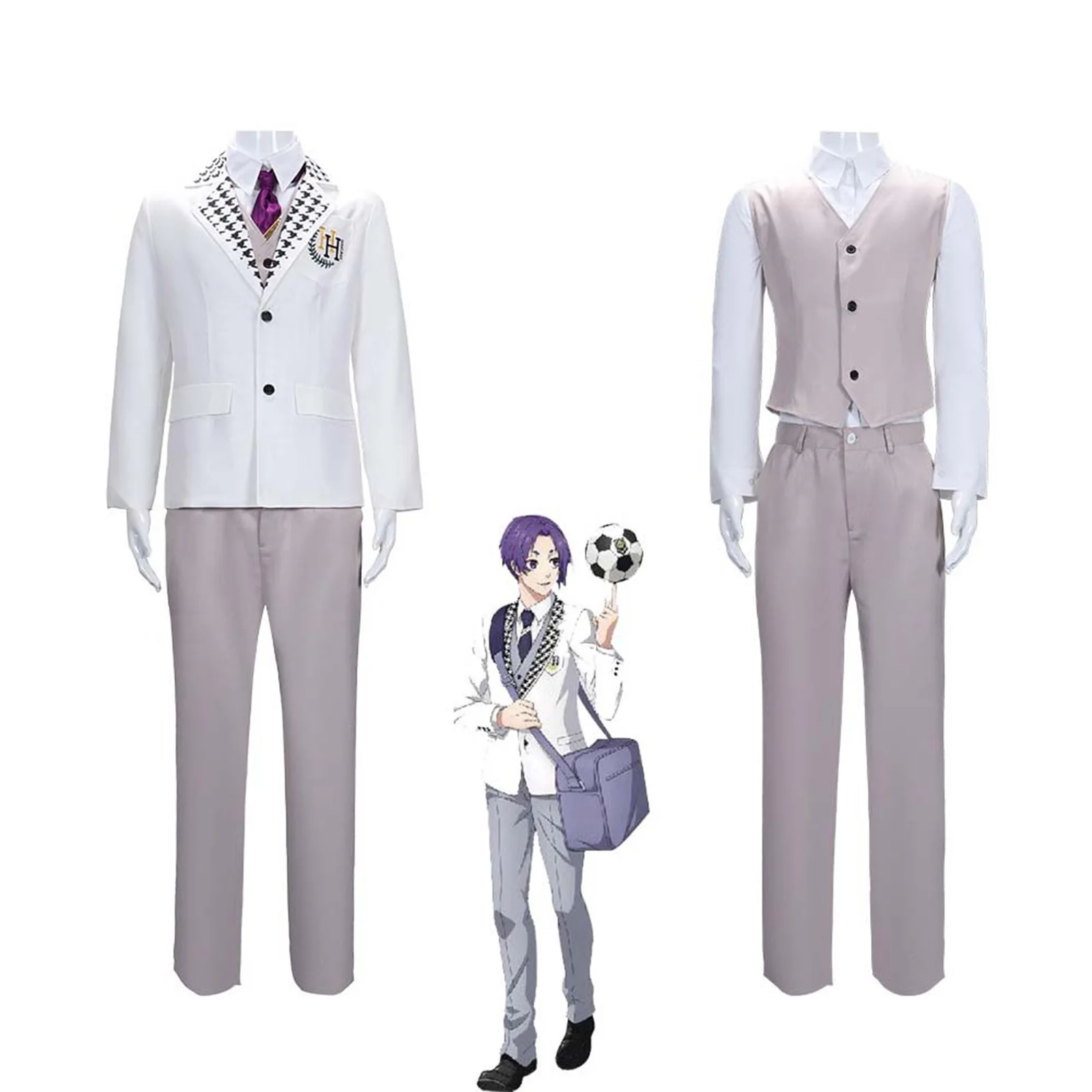 

Anime Blue Lock Cosplay Costume for Men Adult Episode Nagi Reo Mikage DK School Uniform Embroidery Suit Rose Net Sythetic Fibers