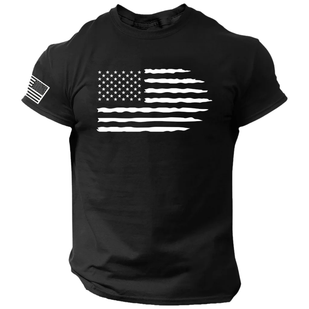 Gym American Flag Tee Men's T-shirt 3d Print USA Flag T Shirt Oversized Casual Short-sleeved Summer Sportswear Men Clothing Tops