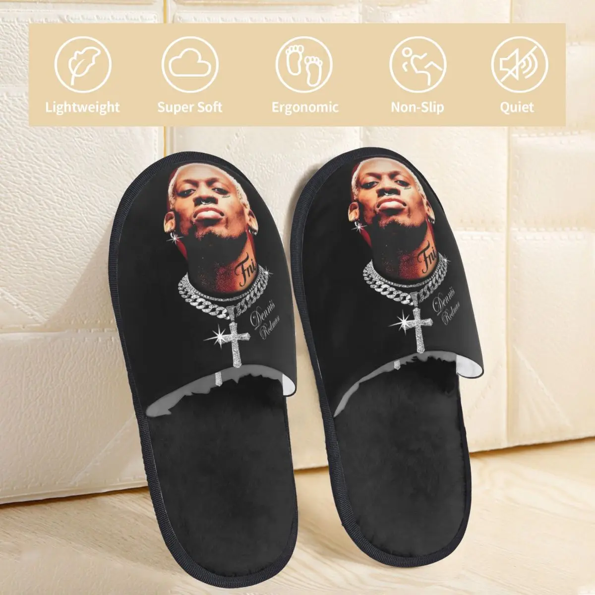 Тапочки для лица в стиле Dennis Rodman женщин и мужчин домашняя обувь плюшевые домашние