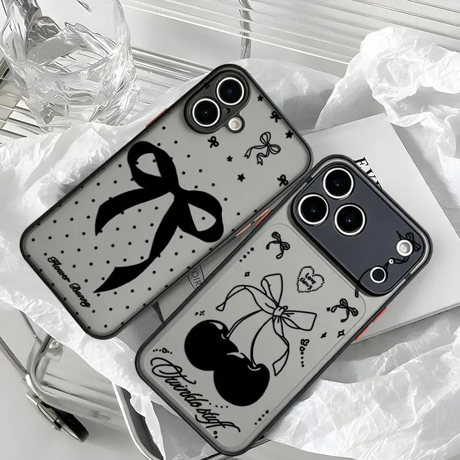Фото Чехол для iPhone 17 Pro Max, 17e, 15, 7, 8, SE, XS, XR, 12, 14, 13 Mini, Air, 11, 16 Plus, Funda, задняя крышка для телефона, с узором в горошек, бантом и звездами №5