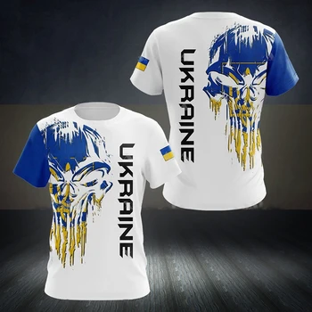 UKRAINE Men's T-Shirt Summer Short Sleeve Ukraine National Emblem Flag Print Fashion Round Neck Pullover Shirt Men's Clothing 2