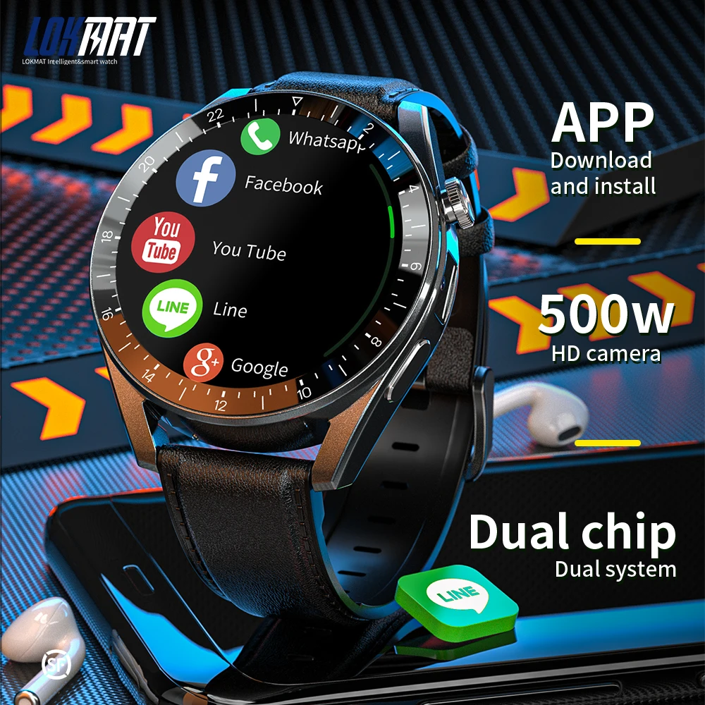 LOKMAT APPLLP 9 Android Смарт-часы 1 43 дюймов полный круглый сенсорный смарт-часы для мужчин