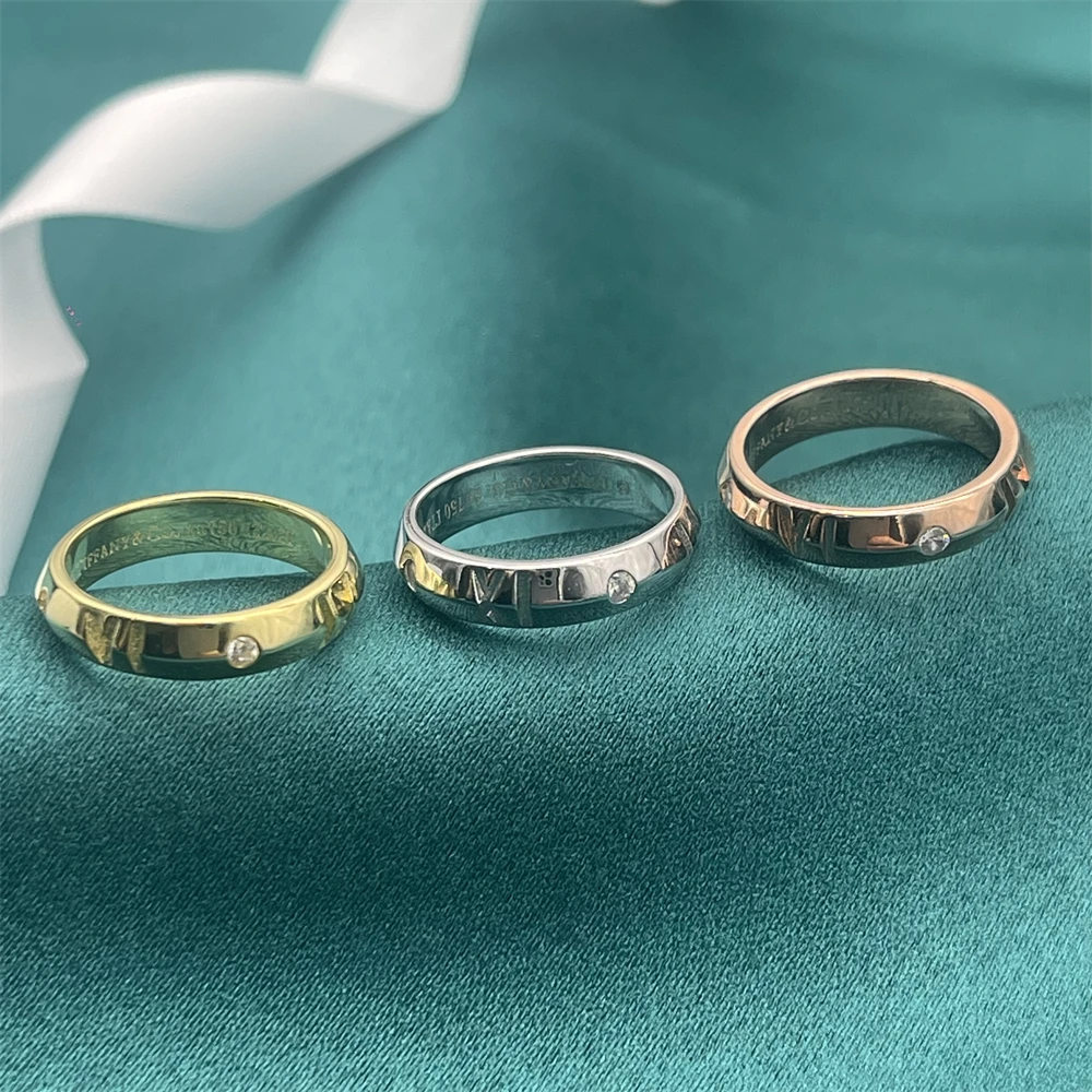 

S925 Sterling Silver Roman Numeral Single Ring Valentine's Day Gift for Girls Simple Fashion Classic Luxury CZ Jewelry Original