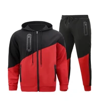 mens clothing autumn and winter new mens sports suit hooded splicing casual sweater couple suit cardigan track and field suit