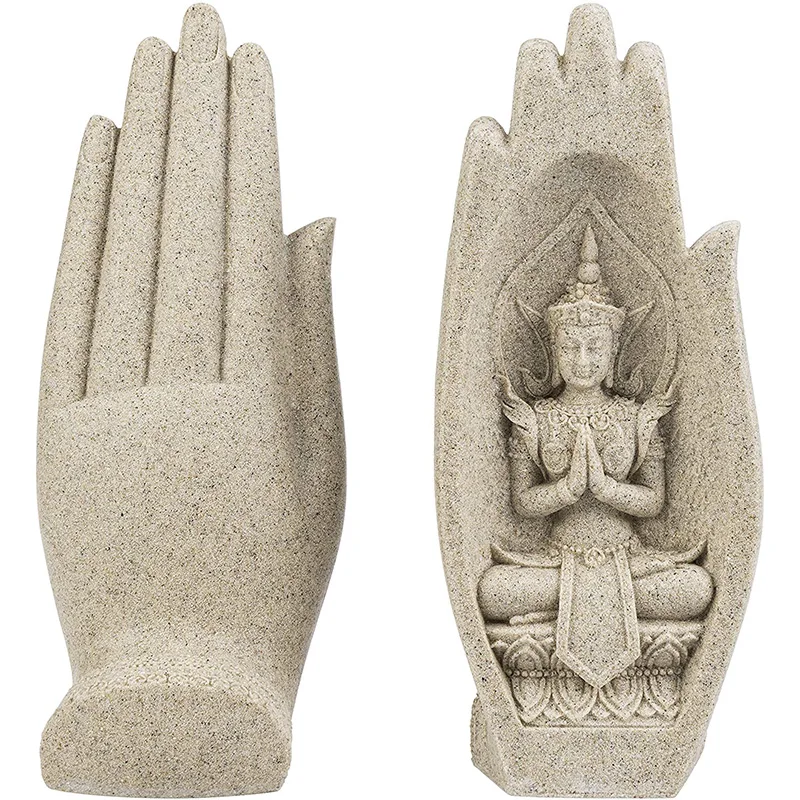 

1 Pair Zen Buddha Hands Resin Temple India Mandala Monk Figurine Hand Statue Home Office Feng Shui Sculpture Artistic Decoration