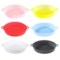 2022 new air fryer silicone pot reusable air fryers oven baking tray for pizza fried chicken air fryer accessories round pan