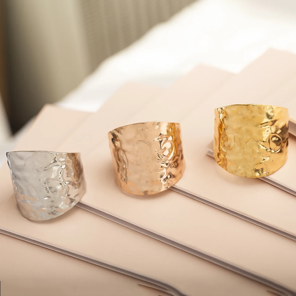 

Punk Stainless Steel Irregular Adjustable Ring Vintage Open Thumb Ring for Men Personality Motorcycle Lovers Jewelry Gifts