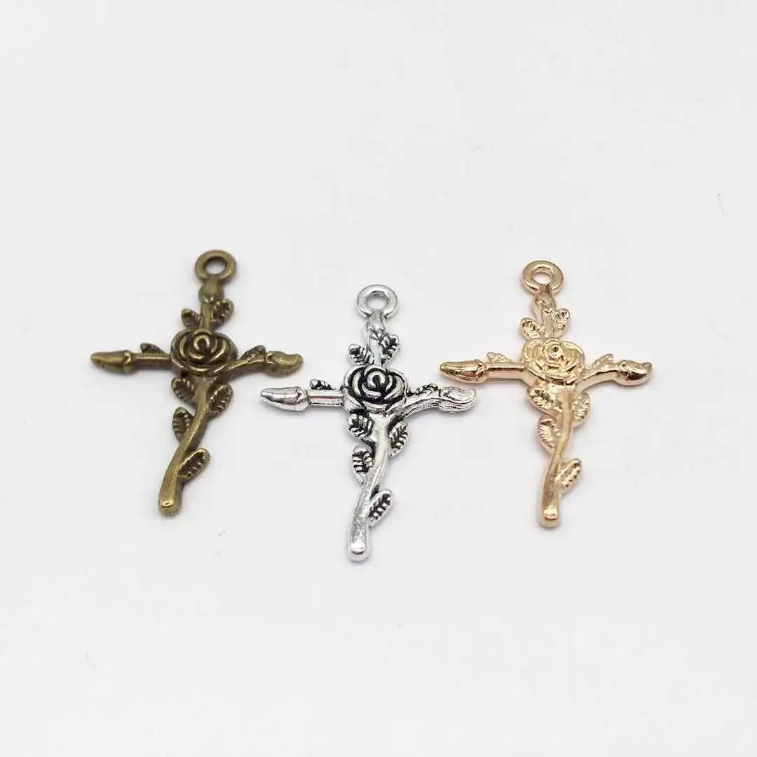 

12 шт., подвески-кресты из цинкового сплава, 24 х35 мм