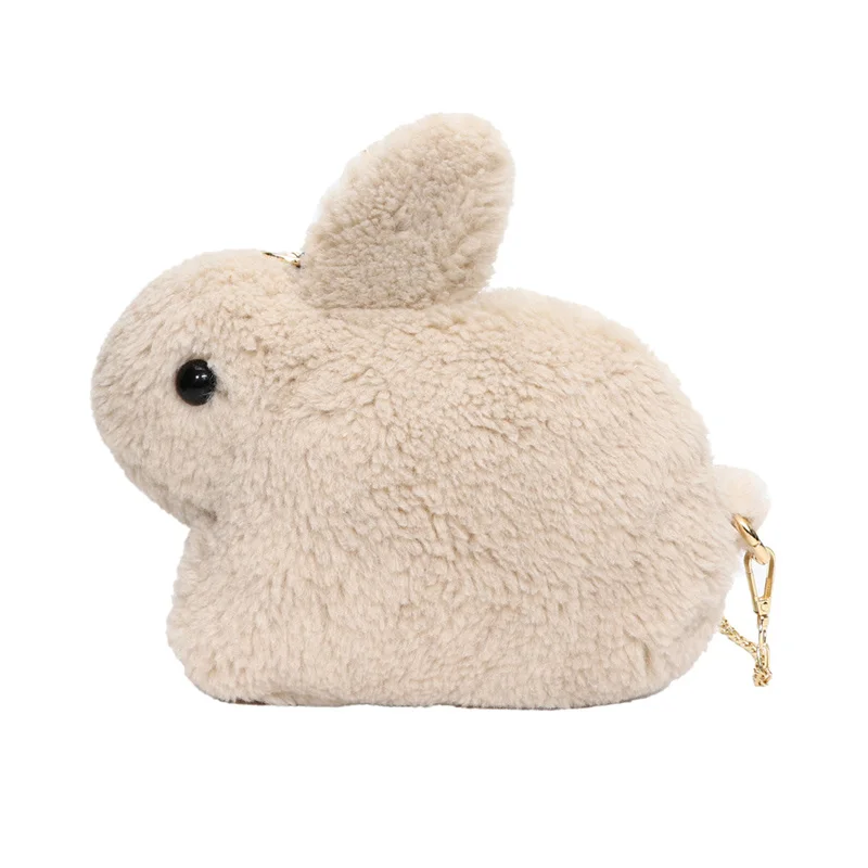 Children's Crossbody Bag Lovely Bunny Cute Rabbit Plush Doll Toy Bag for Women Phone Lipstick Zipper Bags Easter Gift