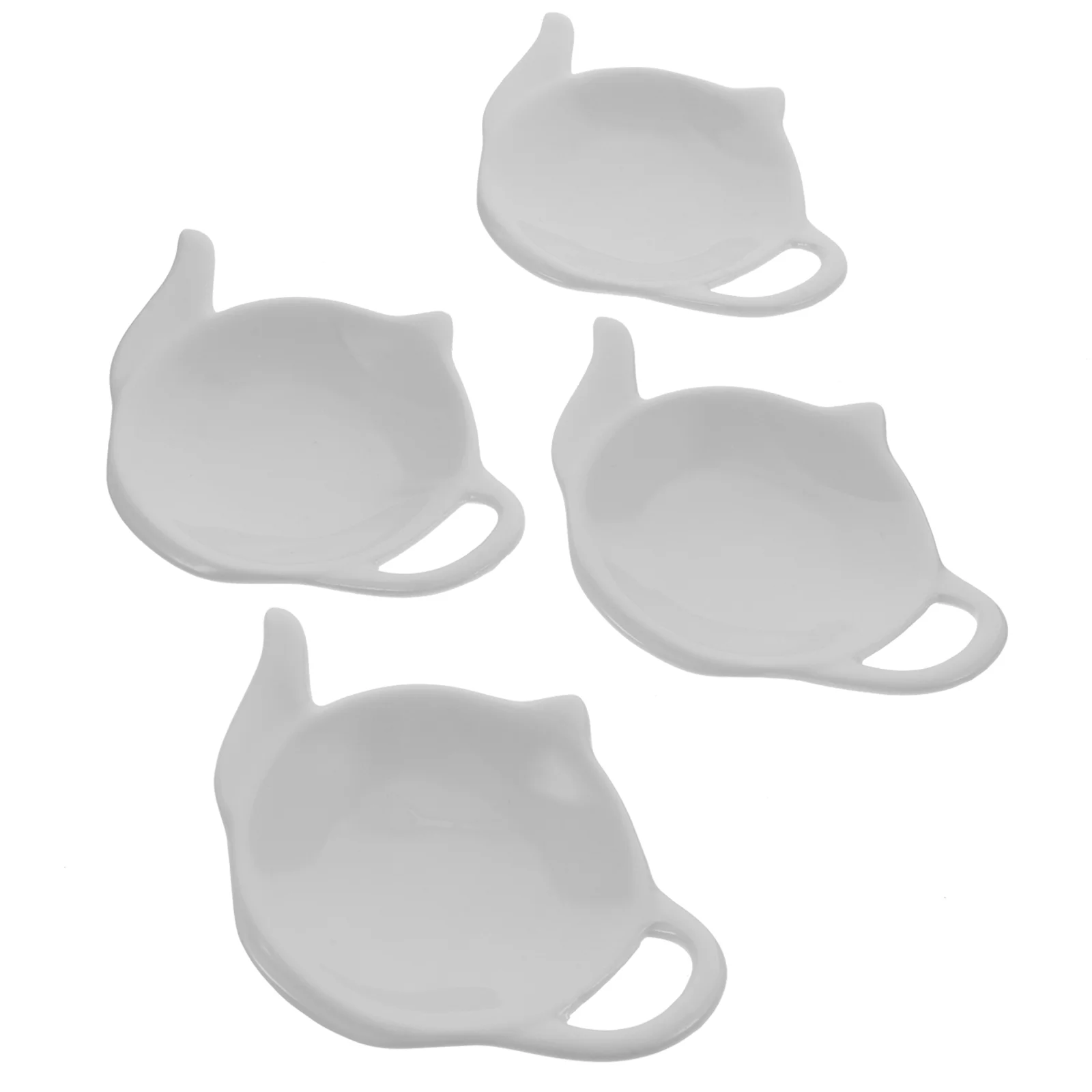 

4 Pcs Decorative Tray Sauces Plate Trim Tea Bag Coaster Dessert Containers Seasoning Dish Appetizer Teapot Shaped Ceramic