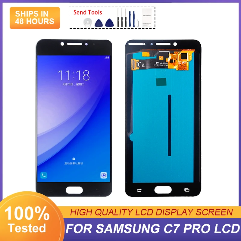 

OLED 5.7 Inch C7010 Lcd For Samsung Galaxy C7 Pro Display Touch Digitizer Assembly SM-C701F SM-C7018 Screen With Tools 1Pcs
