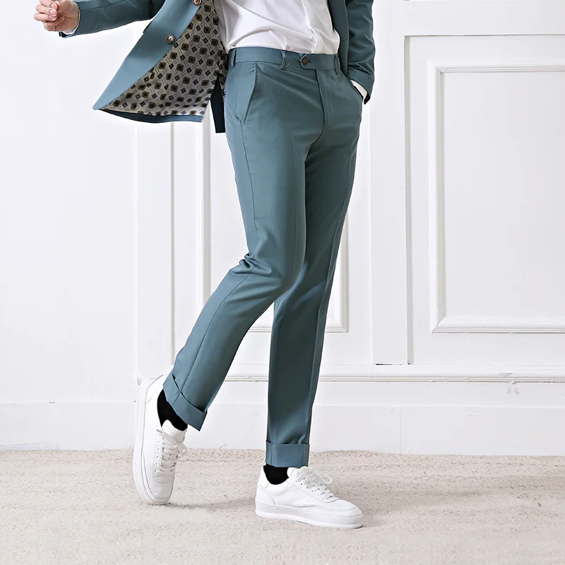 Оригинальные облегающие мужские брюки Themasee повседневные Стрейчевые прямые с