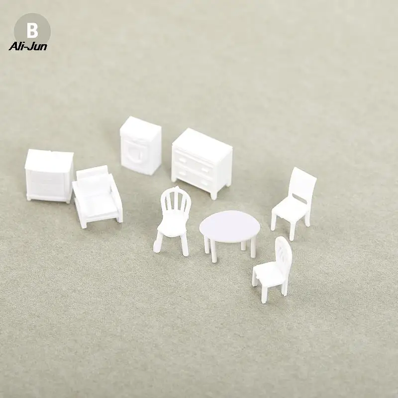 

8/10Pcs 1:75 Scale Dinning Miniature Chair Model Mini Dollhouse Furniture Decor Can be stained, Lacquered, painted