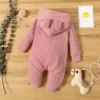 Autumn Winter Baby Romper Boys Girls Lovely Ears Hooded Long Sleeve Baby Clothes Solid Newborn Winter Clothes Baby Girl Clothes 5