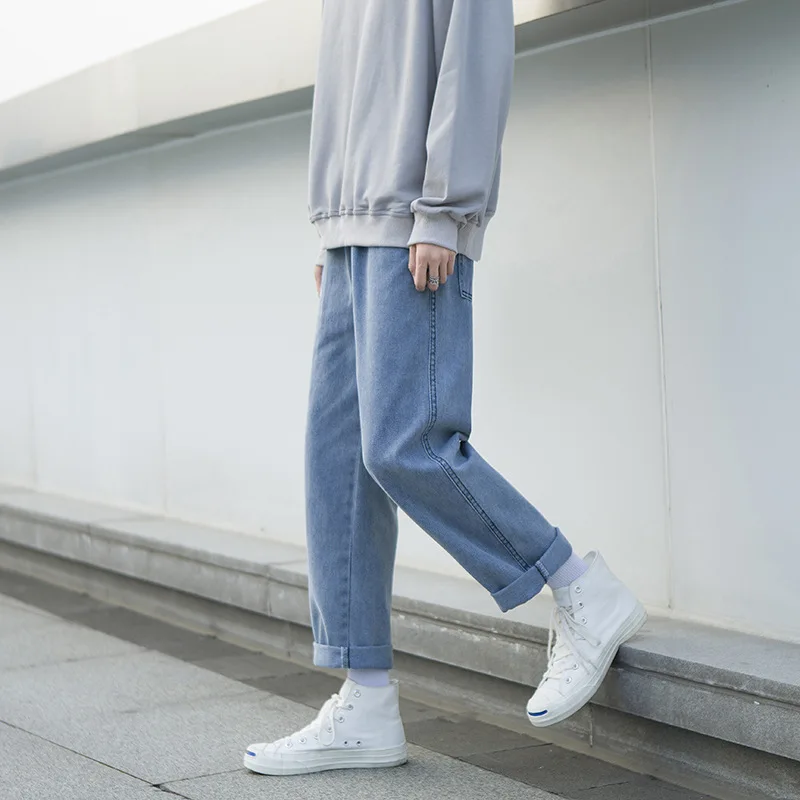 Джинсы мужские модные свободные прямые повседневные брюки с широкими штанинами