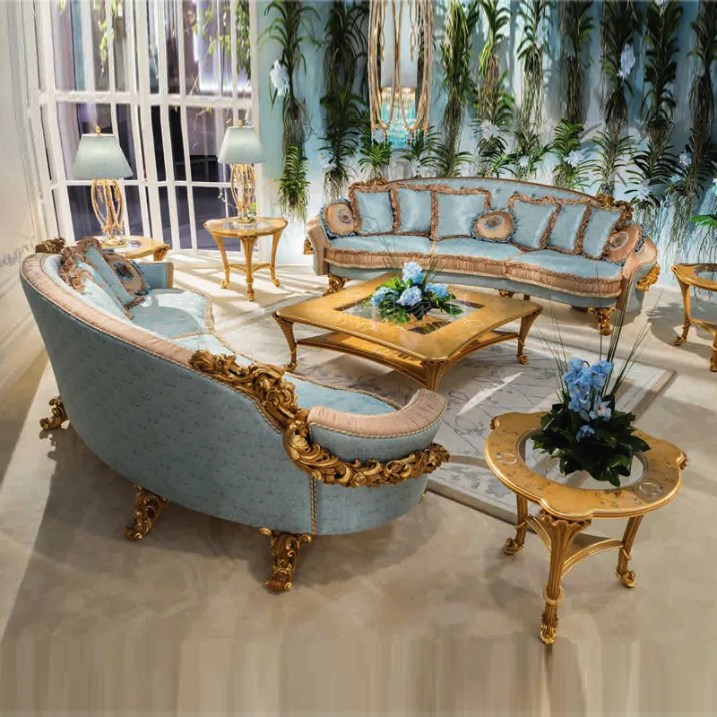 

Роскошный Европейский диван из массива дерева на заказ, 1234 комбинация, французская дворная вилла, резная мебель