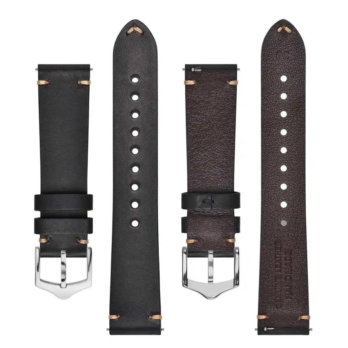 BISONSTRAP Crazy Horse Leather Genuine Cowhide Watch Band 18mm 20mm 22mm Bracelet for Men Watchband Black Green Brown Tan