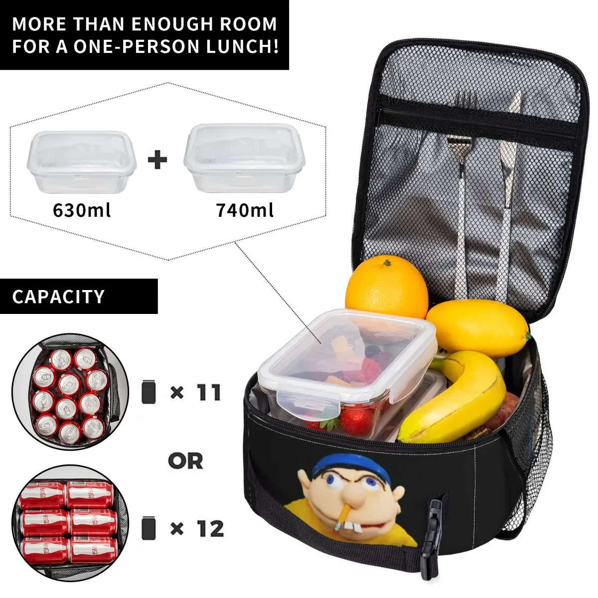 Sml Джефри мультяшная изолированная сумка для ланча Термосумка контейнер еды