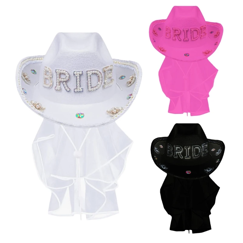 

Ковбойская шляпа для невесты, элегантная джазовая шляпа, Женская ковбойская шляпа, аксессуары для фотографий HXBA