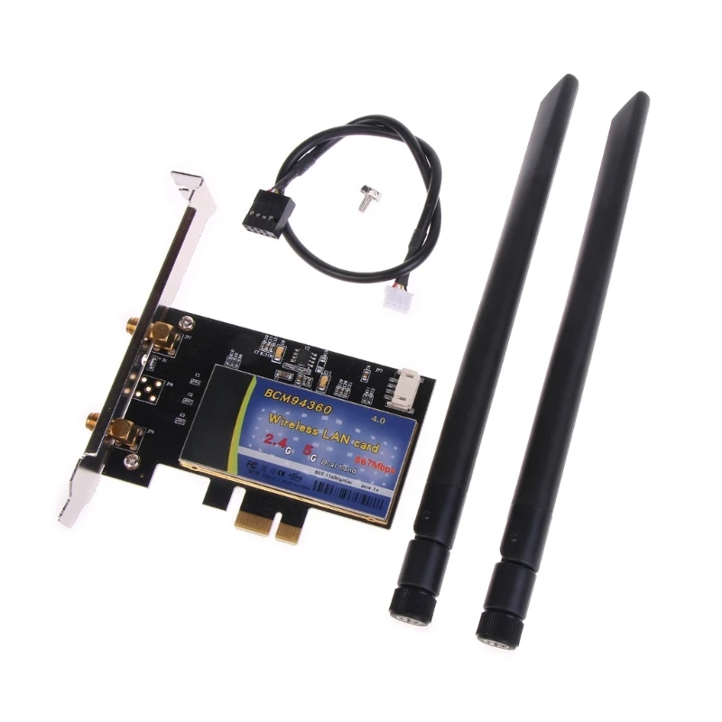 

Card 2.4/5Ghz PCIE WIFI Adapter Wireless BCM94360 BT4.0 + 2 Antennas