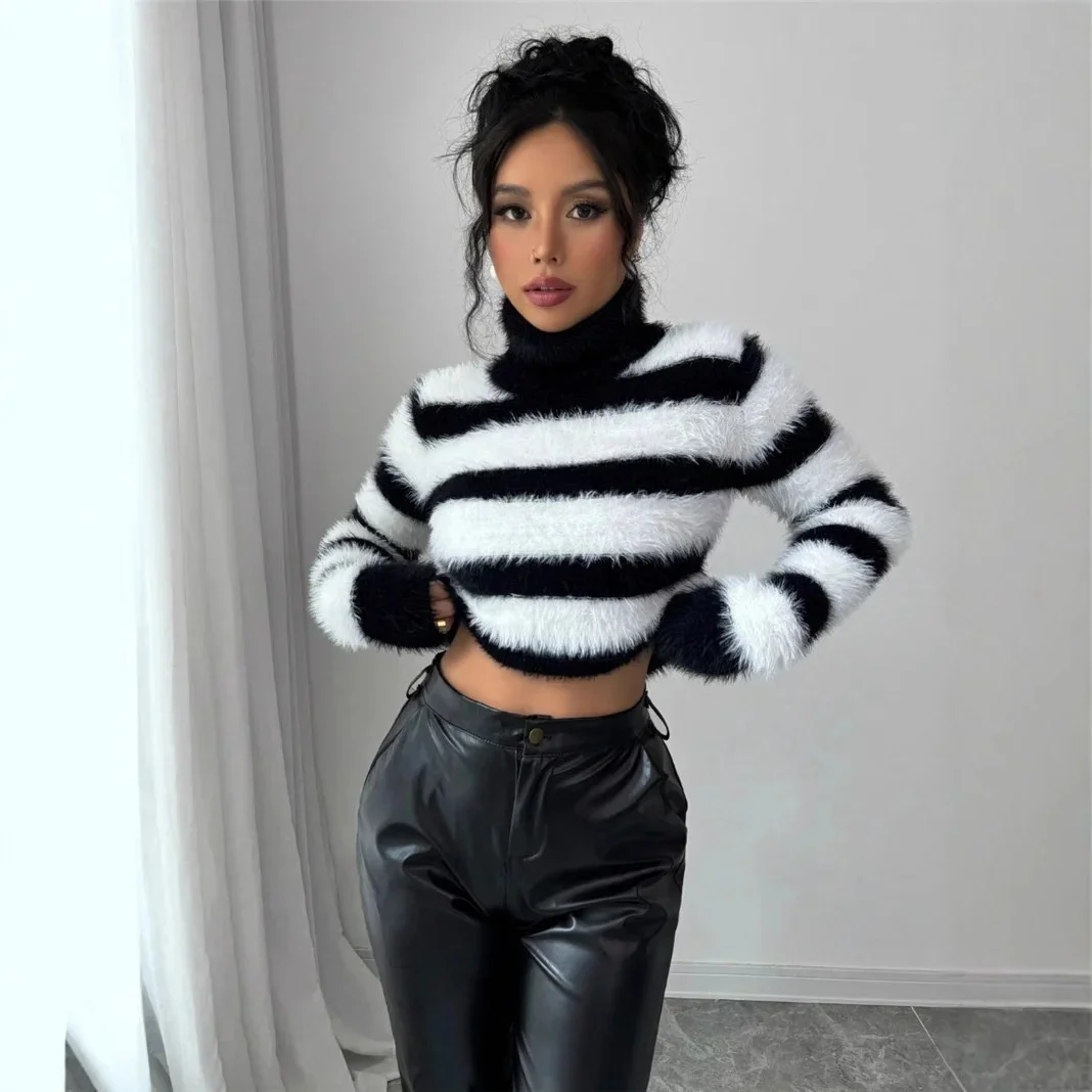 Женский теплый зимний свитер пуловеры женские свитера женская одежда полосатый