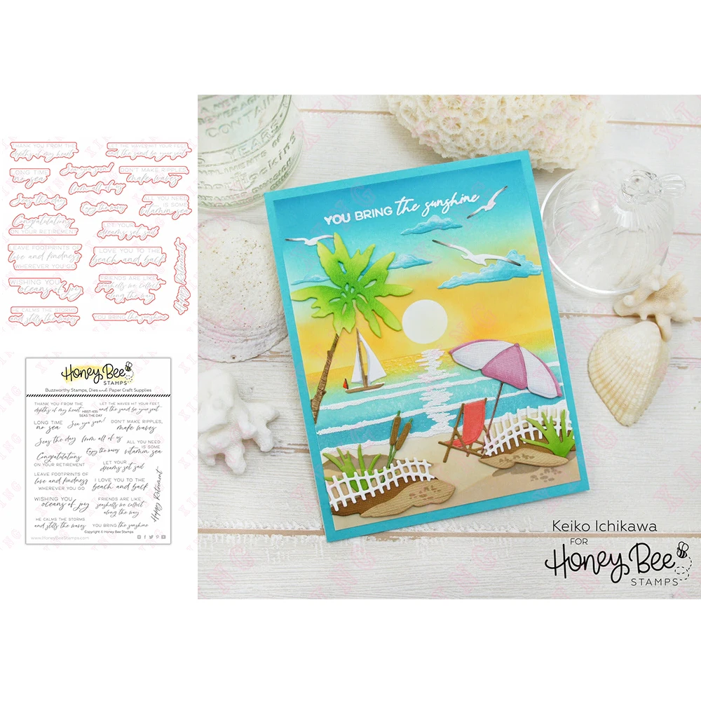 

2022 Seas the Day Metal Cutting Dies Diy Scrapbook Paper Decoration Embossing Handmade Template Craft Clear Silicone Stamps Set