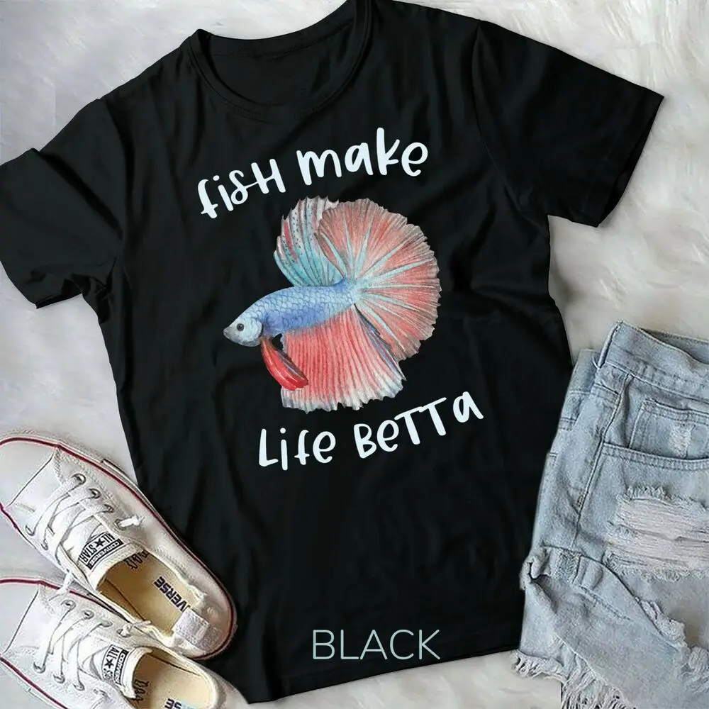 Fish Make Life Betta подарки Mom аквариум Keeper унисекс и Молодежная Футболка высокого