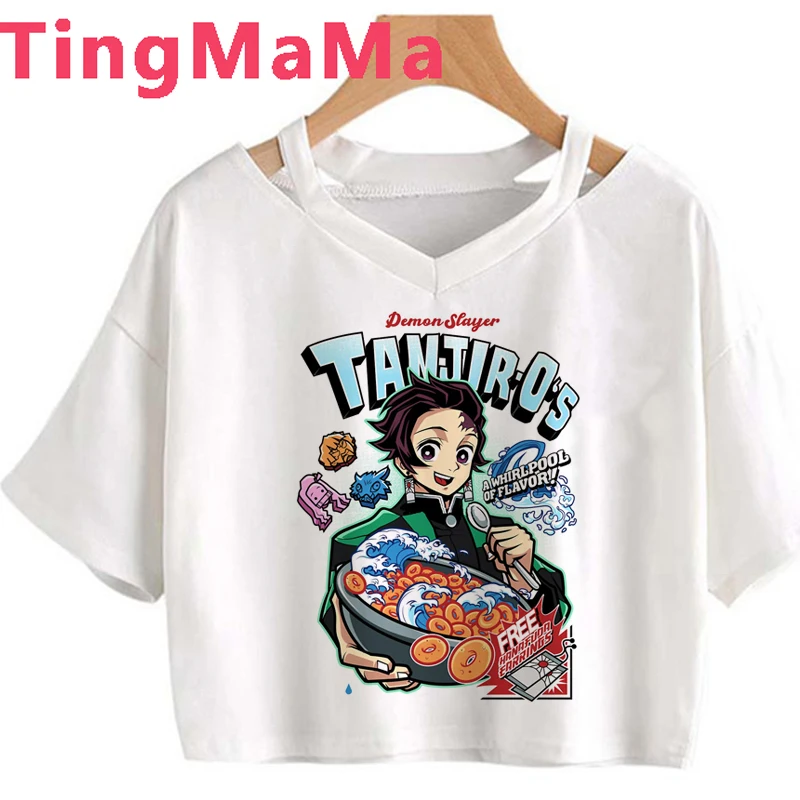 Japanese Anime Demon Slayer T Shirt Women Aesthetic Kimetsu No Yaiba Graphic Tees Cartoon Inosuke Tanjirou Nezuko Tshirt Female |