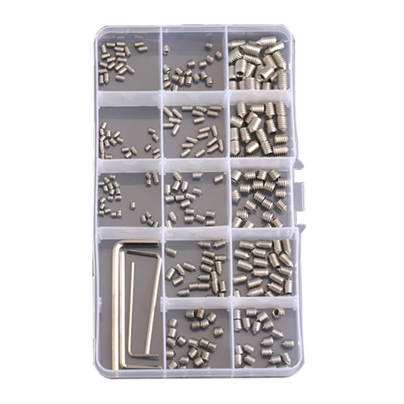

13 Sizes Allen Head Socket Hex Grub Screw Assortment Kit, M3/M4/M5/M6 Metric Grub Screw Set 304 Stainless Steel