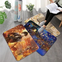 genshin impact zhongli printed flannel floor mat bathroom decor carpet non slip for living room kitchen bath mats doormat