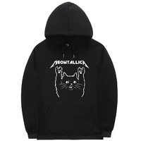 cat meowtallica cat rock music printed men women hoodie unisex high quality cotton sweatshirts hip hop punk gothic streetwear