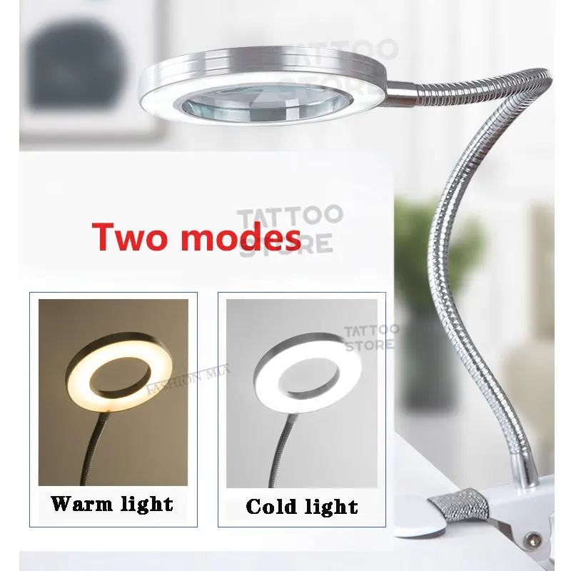 

Микроблейдинг, тату, 8 лупа, лампа для ногтевого дизайна, холодное быстрое светодиодное нескользящее оборудование, стеклянная Настольная лампа с зажимом, фотолампа