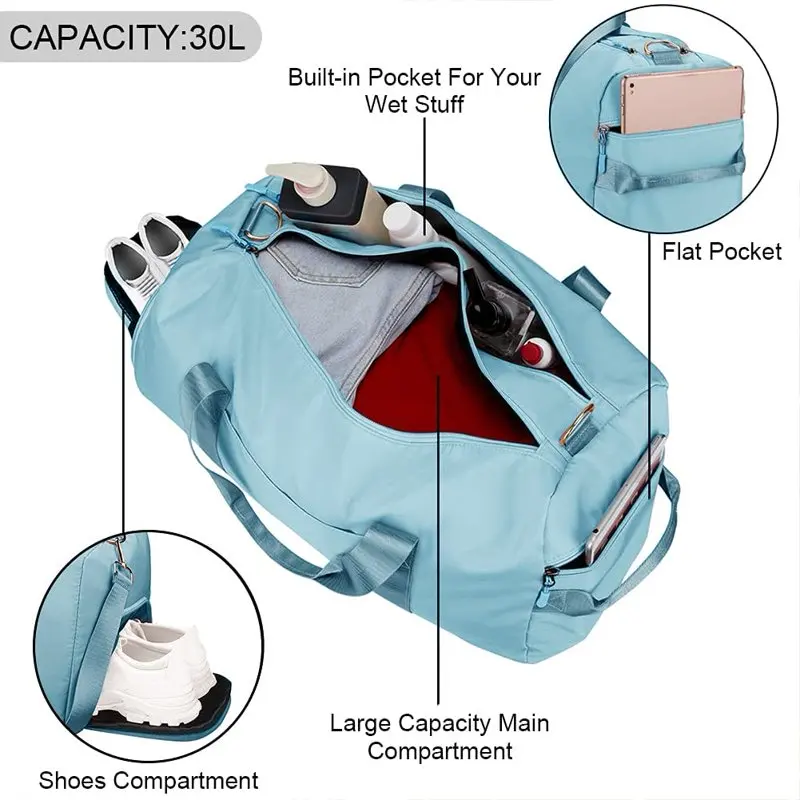Waterproof Duffel Bag Pink For Women and Men Swim Sports Travel Gym Bag,19.68inch