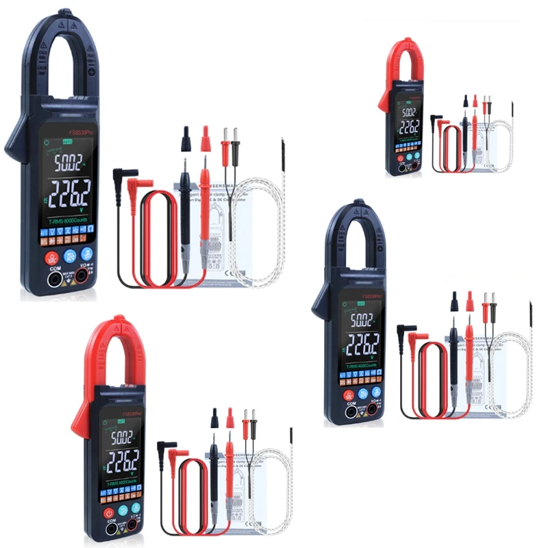 

Large Color Screen Voltage Tester Multifunctional Automatic Intelligent Anti-Burn Ammeter Clamp Meter Fs8330pro Black