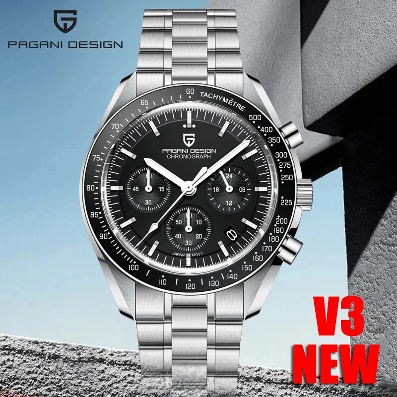 Купить Часы PAGANI DESIGN Мужские кварцевые, роскошные спортивные водонепроницаемые в японском стиле, из нержавеющей стали, T VK63