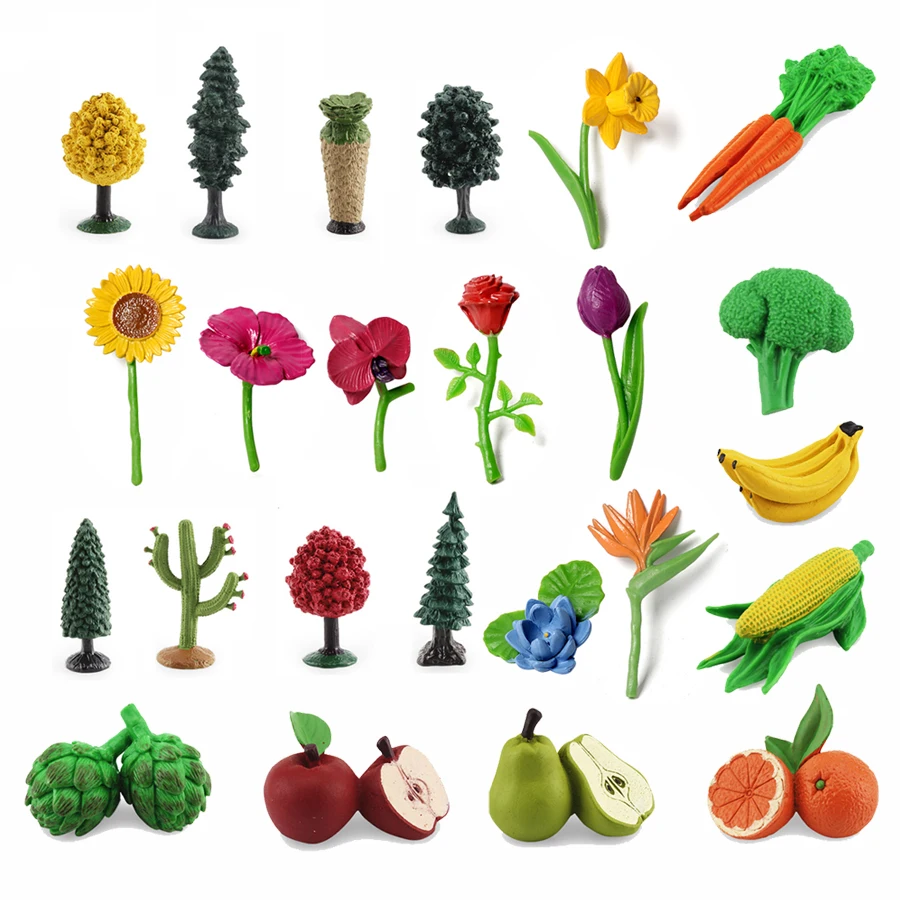 

Realistic Mini Fruits Vegetables,Trees,Flowers Plant Scene Model Figures Scenery Educational Cognitive Figurines Toys for Kids