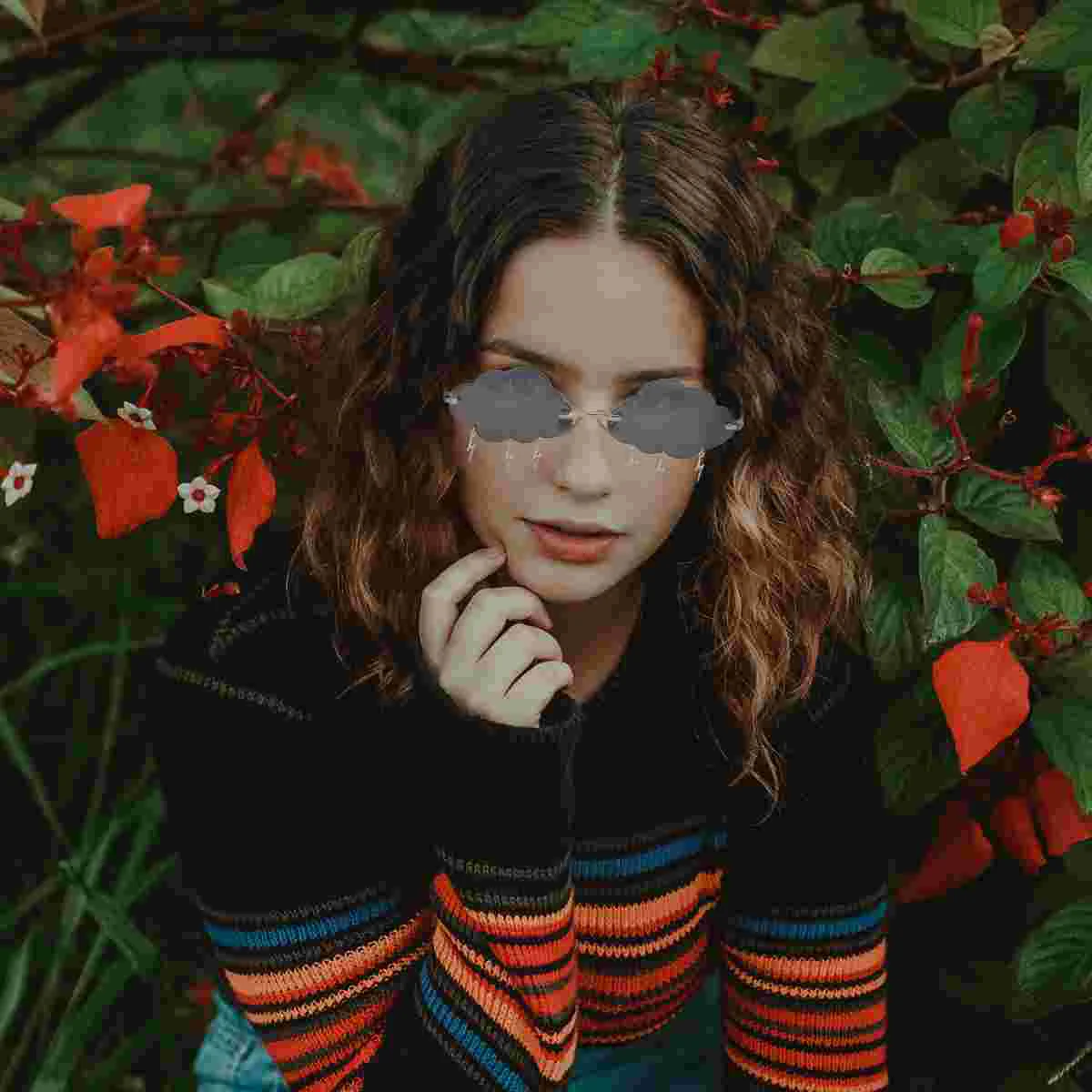 

Sunglasses Glasses Cloud Party Disco Rimless 90S Funny Eyeglasses Novelty Eyewear Tassel Shaped Dress Fashion Clouds Sun Flame
