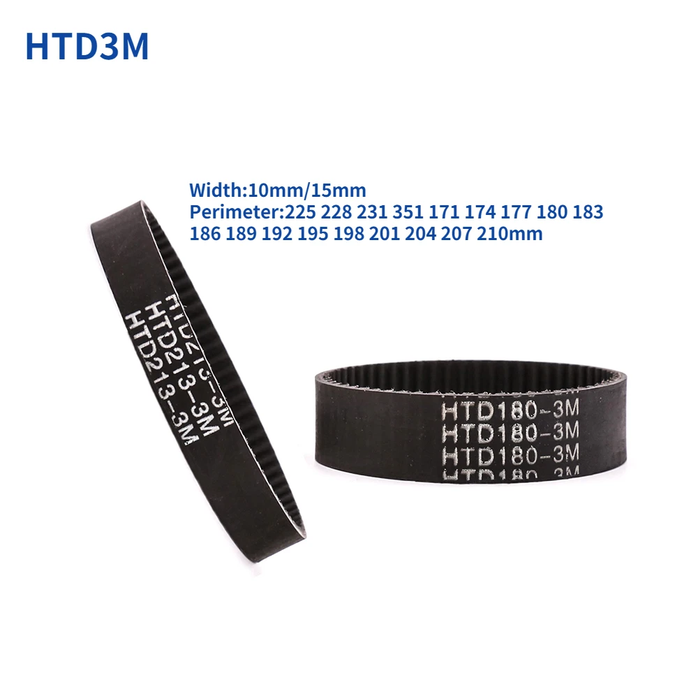 

HTD 3M Timing Belt Pitch 3mm Width 10mm 15mm Closed Rubber Drive Belts Perimeter 171 174 177 180 183 186 189 192 195 198-351mm