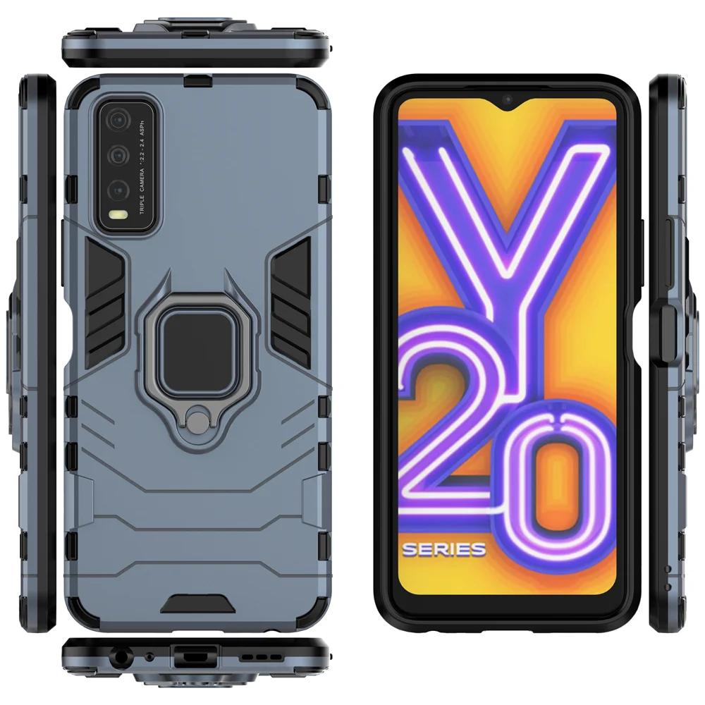 Фото Полностью противоударный бронированный чехол для Vivo Y20 2020 для Vivo Y20 Y20i Y20S Y 20, задняя крышка с магнитным кольцом, защитный чехол для телефона №3