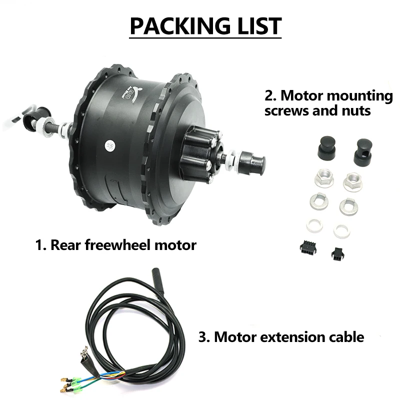 Безщеточный мотор для заднего свободного колеса 48 В 1000 Вт 170 мм размер вилки 20