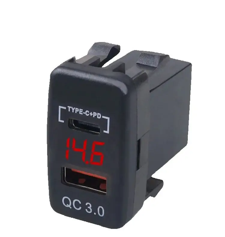 

Автомобильное зарядное устройство 12 В-24 В QC3.0 Type C PD со светодиодной розеткой вольтметра Водонепроницаемый USB-порт для зарядки для Toyota Land Cruiser FJ