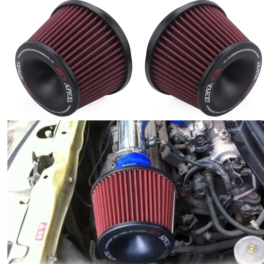 

Universal Car Intake Air Filter 76mm Dual Funnel Adapter Air Cleaner Protect Car Intake Air Filter kit Your Piston With Logo