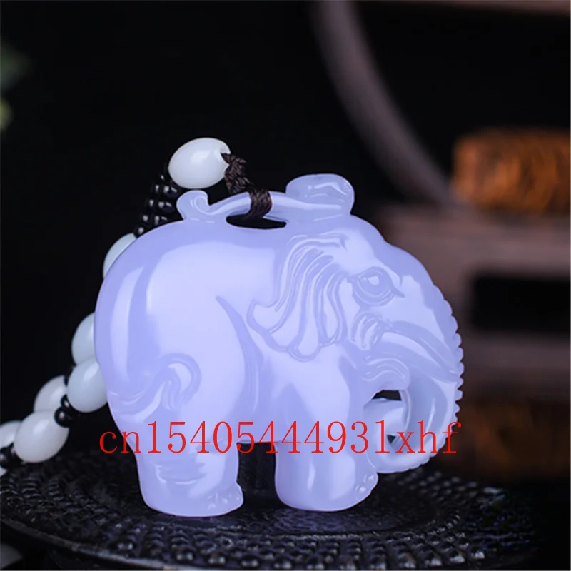 

Elephant Natural Hetian Purple Jade Pendant Fashion Charm Jewelry Necklace Beads Double-sided Carved Amulet Gifts for Women Men