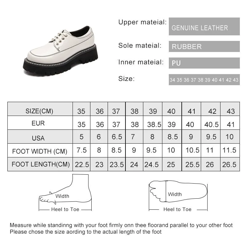 Women's genuine leather loafers handmade casual schoolgirl shoes slip on round toe platform shoes shoes women's  platform heels