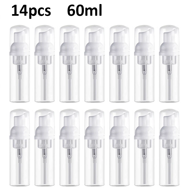 14 Pack 60ML/30ML Foam Dispenser Bottle Plastic Refillable Mini Foam bottle Foaming Soap Dispenser Pump Bottles -for Travel