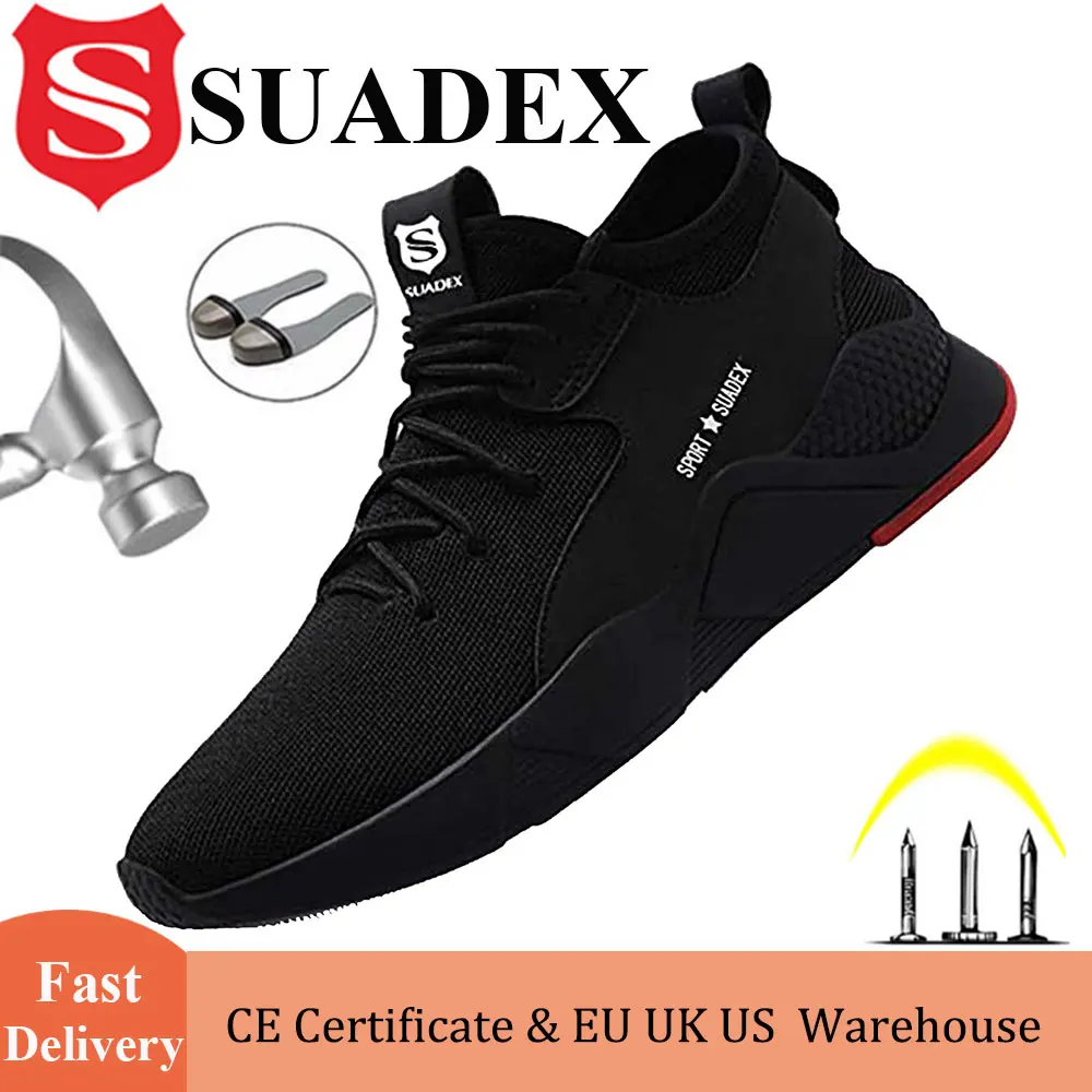 

SUADEX Рабочая защитная обувь для мужчин и женщин, мужская обувь со стальным носком, дышащие кроссовки с носком, строительная рабочая обувь для пеших прогулок, троп, тенниса